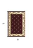 3' X 5' Red Machine Woven Hand Carved Fleur De Lis Indoor Area Rug - Homeroots - Flyclothing LLC