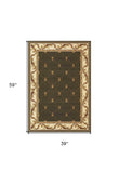 3' X 5' Green Machine Woven Hand Carved Fleur De Lis Indoor Area Rug - Homeroots - Flyclothing LLC