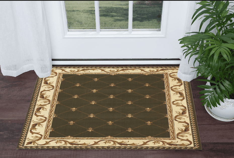 3' X 5' Green Machine Woven Hand Carved Fleur De Lis Indoor Area Rug - Homeroots - Flyclothing LLC