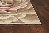 3' X 5' Ivory Machine Woven Hand Carved Oversized Floral Indoor Area Rug - Homeroots - Flyclothing LLC