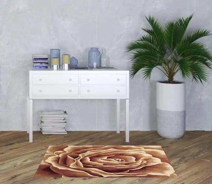 3' X 5' Ivory Machine Woven Hand Carved Oversized Floral Indoor Area Rug - Homeroots - Flyclothing LLC