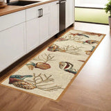 8' Beige Hand Hooked Sea Shells Indoor Runner Rug - Homeroots - Flyclothing LLC
