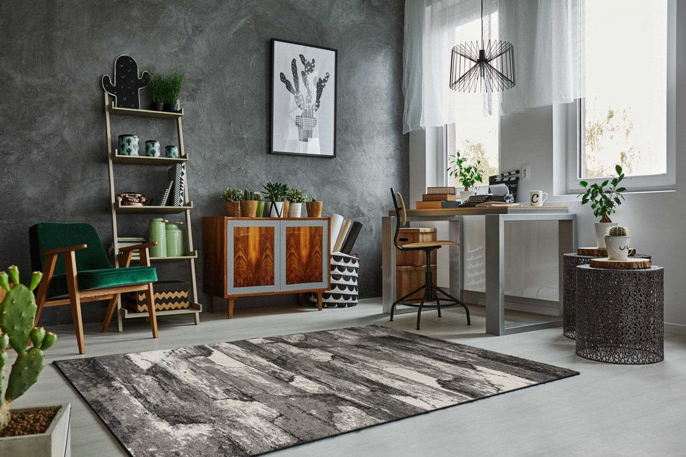 3' X 5' Grey Abstract Design Area Rug - Homeroots - Flyclothing LLC