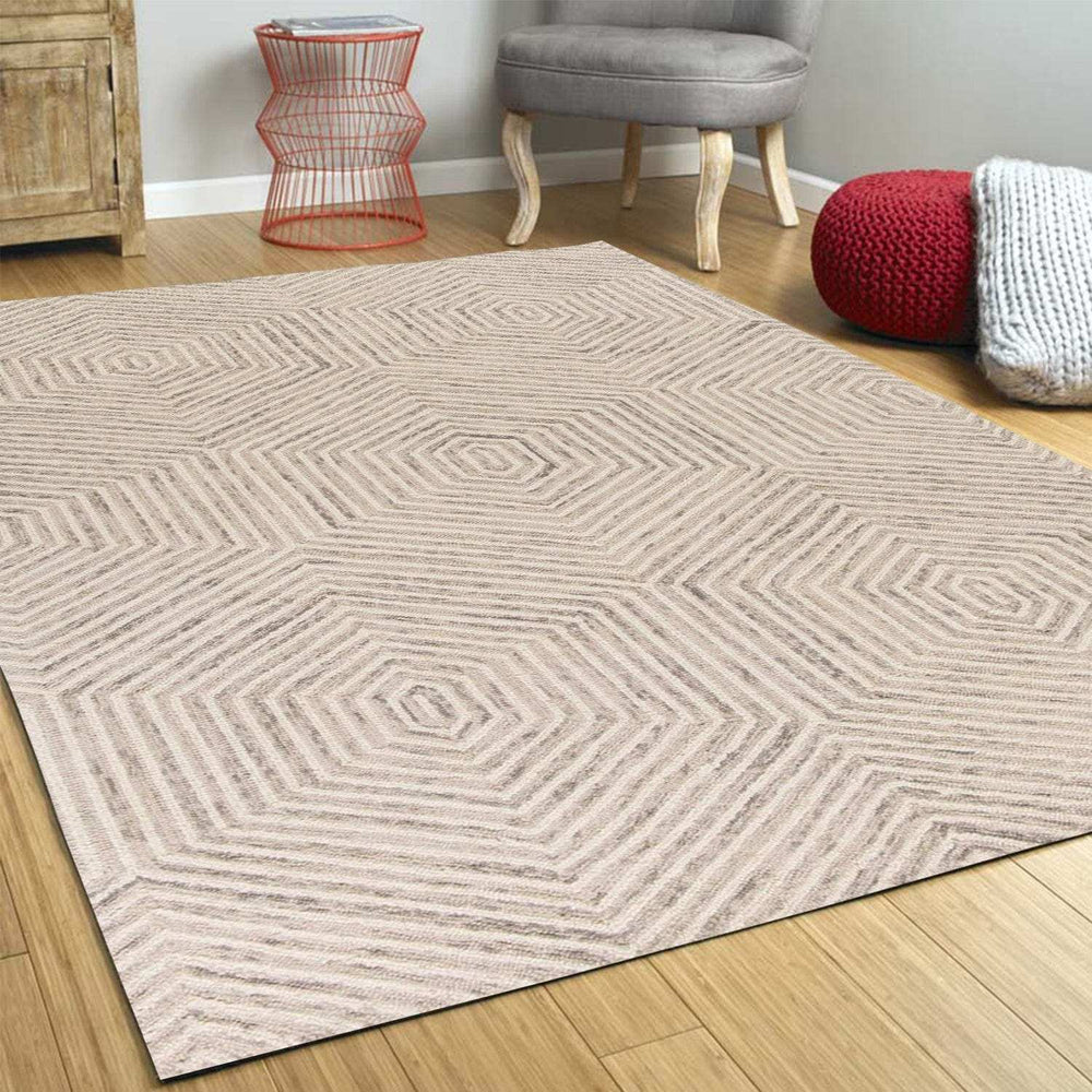 3' X 5' Ivory Geometric Hexagon Wool Area Rug - Homeroots - Flyclothing LLC