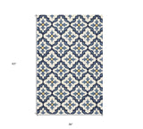 3' X 5' Blue Moroccan Handmade Indoor Outdoor Area Rug - Homeroots - Flyclothing LLC