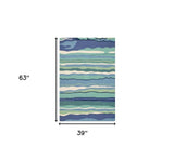 3' X 5' Blue and Ivory Abstract Handmade Indoor Outdoor Area Rug - Homeroots - Flyclothing LLC