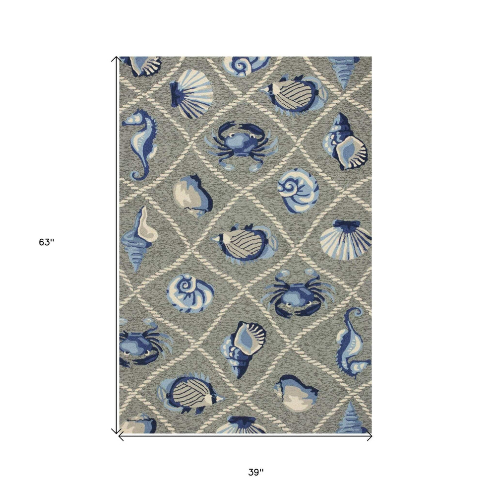 3' X 5' Gray Abstract Handmade Indoor Outdoor Area Rug - Homeroots - Flyclothing LLC