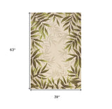 3' X 5' Sand Floral Handmade Indoor Outdoor Area Rug - Homeroots - Flyclothing LLC