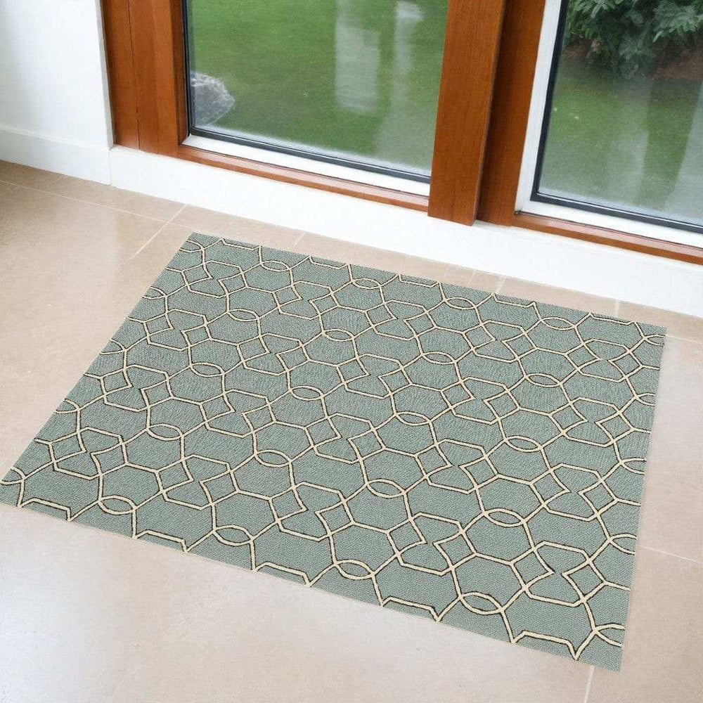 3' X 5' Green and Ivory Hand Hooked Area Rug - Homeroots - Flyclothing LLC