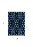 3' X 5' Navy Blue Hand Hooked Area Rug - Homeroots - Flyclothing LLC