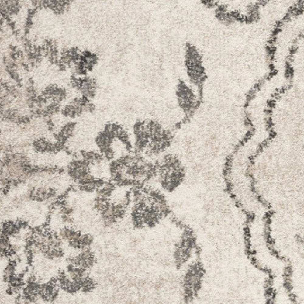3' X 5' Gray Floral Vines Distressed Area Rug - Homeroots - Flyclothing LLC