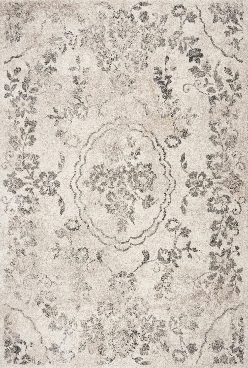 3' X 5' Gray Floral Vines Distressed Area Rug - Homeroots - Flyclothing LLC