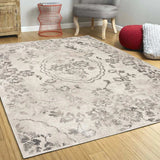 3' X 5' Gray Floral Vines Distressed Area Rug - Homeroots - Flyclothing LLC