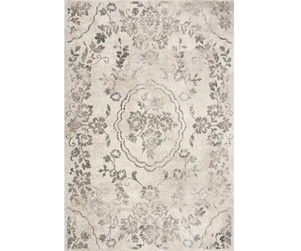 3' X 5' Gray Floral Vines Distressed Area Rug - Homeroots - Flyclothing LLC