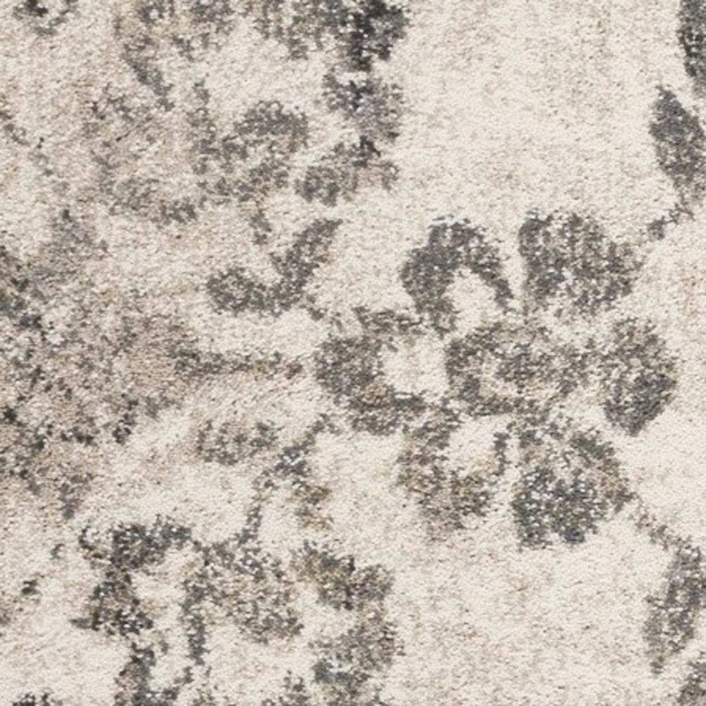 3' X 5' Gray Floral Vines Distressed Area Rug - Homeroots - Flyclothing LLC