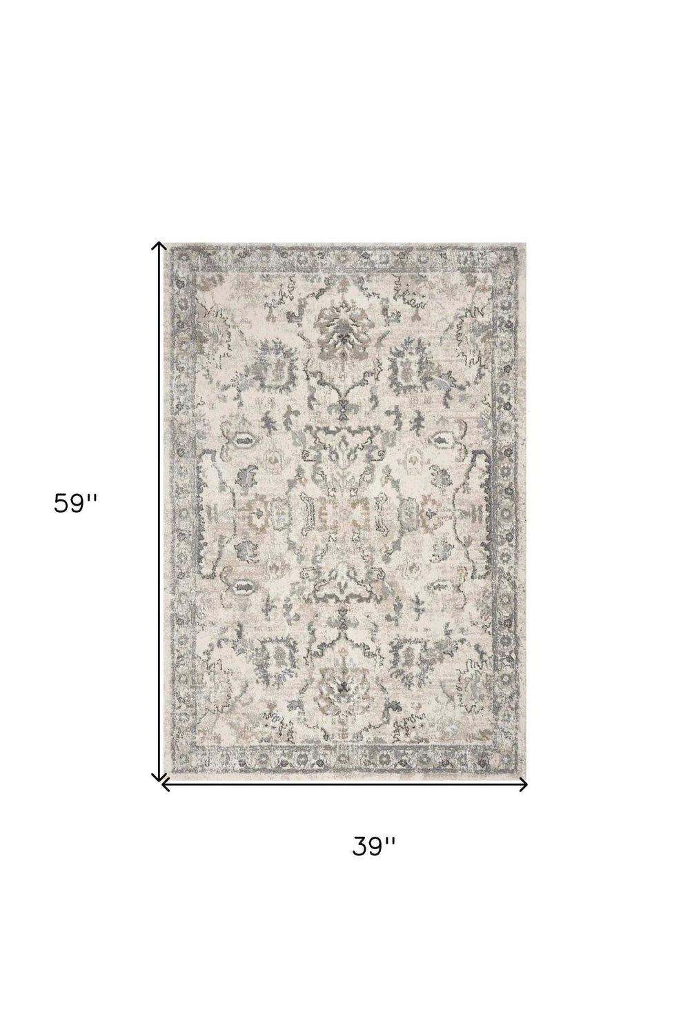 3' X 5' Ivory Floral Distressed Area Rug - Homeroots - Flyclothing LLC