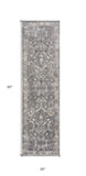 7' Gray Floral Worn Faded Runner Rug - Homeroots - Flyclothing LLC