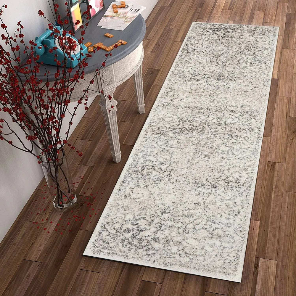 8' Runner Ivory Floral Runner Rug - Homeroots - Flyclothing LLC