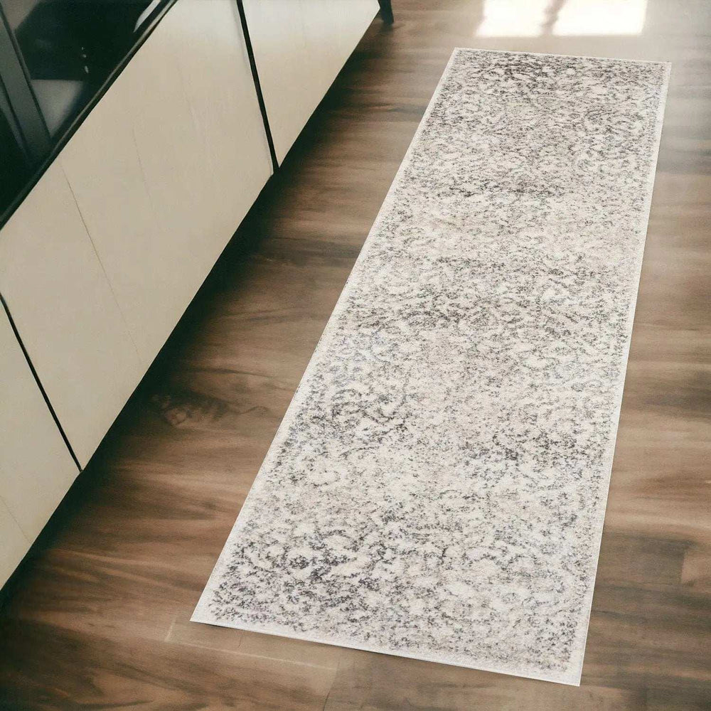 8' Runner Ivory Floral Runner Rug - Homeroots - Flyclothing LLC