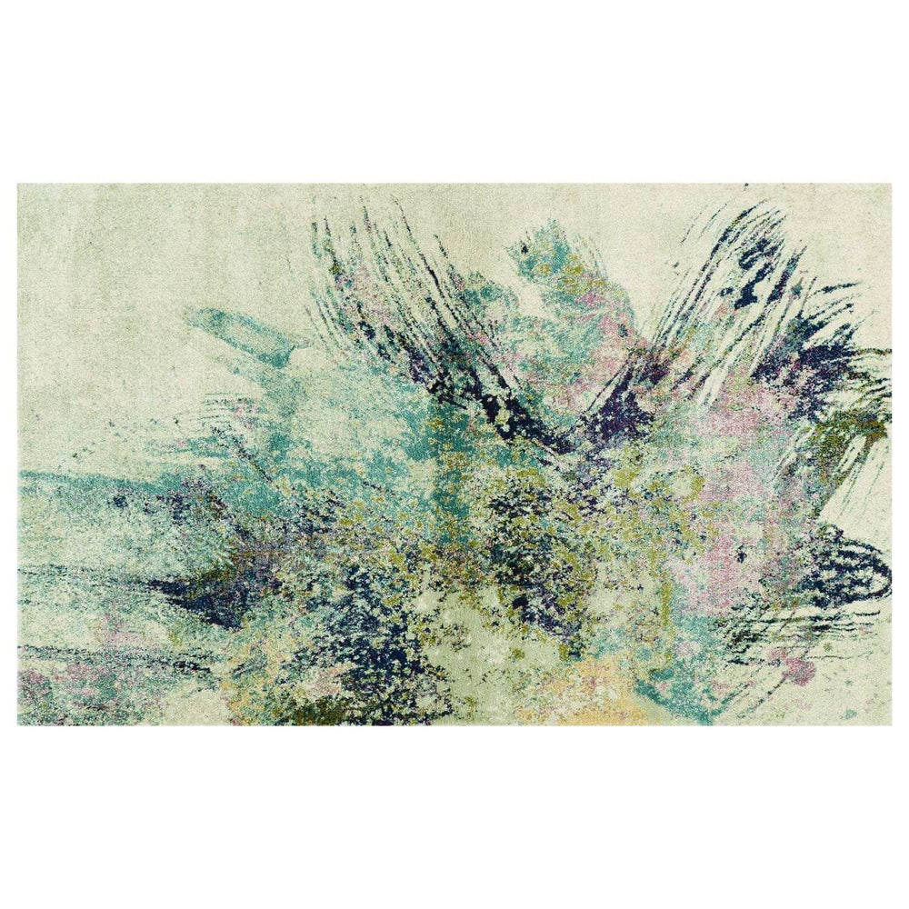 7' Ivory Machine Woven Abstract Splatter Indoor Runner Rug - Homeroots - Flyclothing LLC