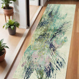 7' Ivory Machine Woven Abstract Splatter Indoor Runner Rug - Homeroots - Flyclothing LLC