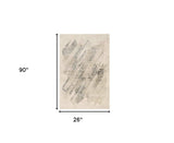 7' Gray and Ivory Abstract Runner Rug - Homeroots - Flyclothing LLC