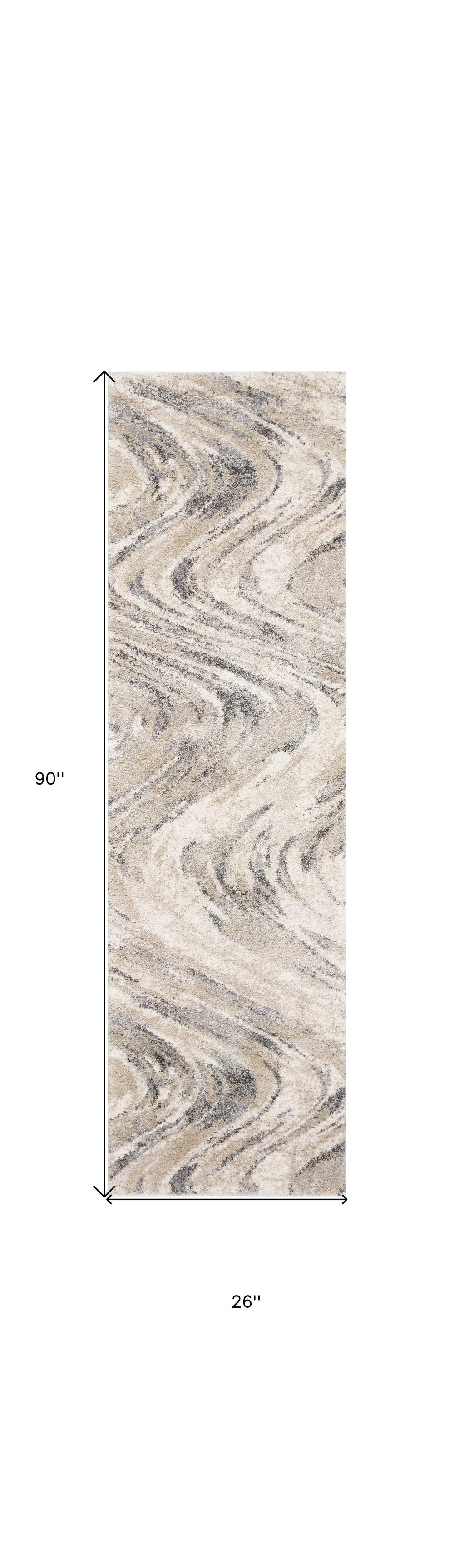 7' Natural Abstract Runner Rug - Homeroots - Flyclothing LLC