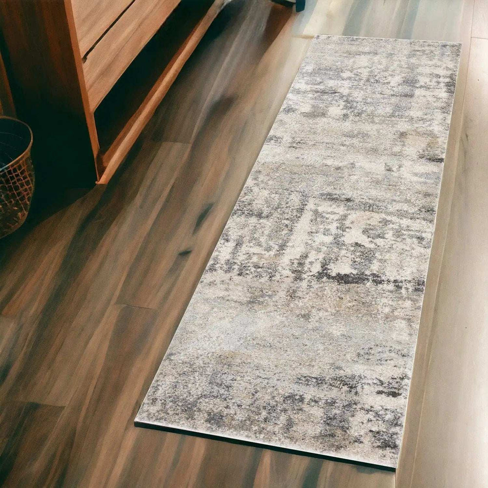 7' Natural Abstract Runner Rug - Homeroots - Flyclothing LLC