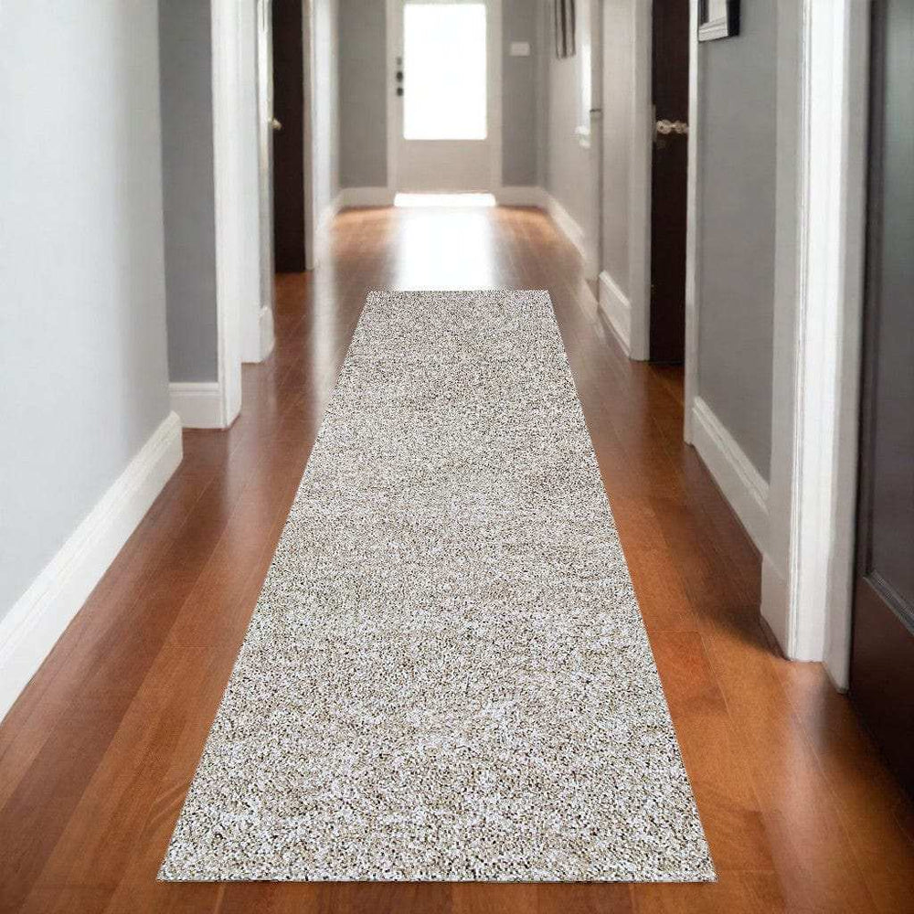 8' Ivory Heather Indoor Shag Runner Rug - Homeroots - Flyclothing LLC