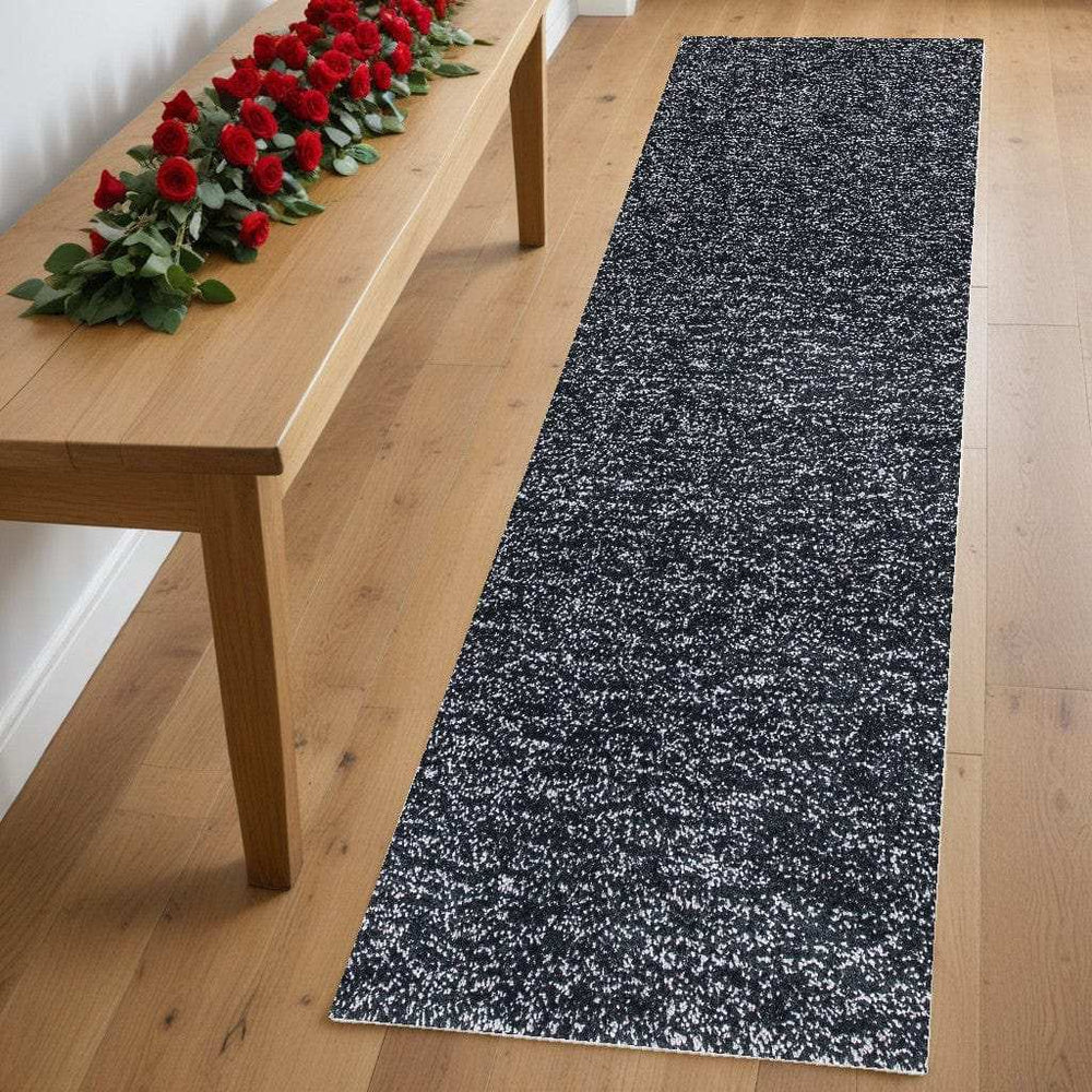 8' Black Heather Plain Runner Rug - Homeroots - Flyclothing LLC