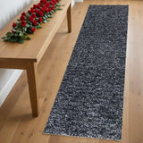 8' Black Heather Plain Runner Rug - Homeroots - Flyclothing LLC