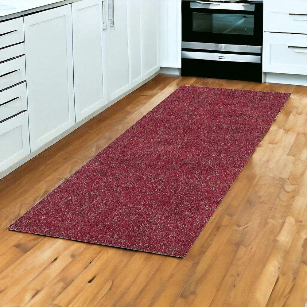 8' Red Heather Indoor Shag Runner Rug - Homeroots - Flyclothing LLC
