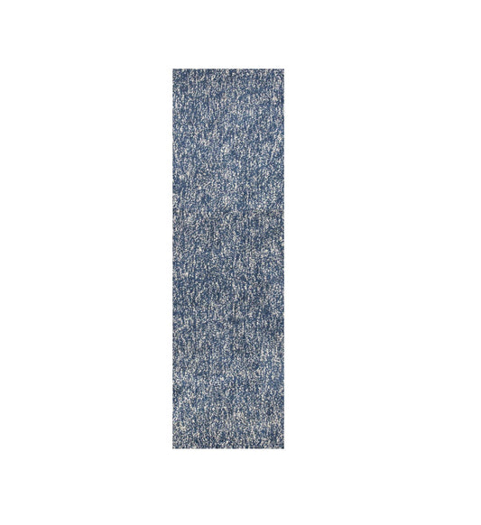 8' Indigo Or Ivory Heather Plain Runner Rug - Homeroots - Flyclothing LLC