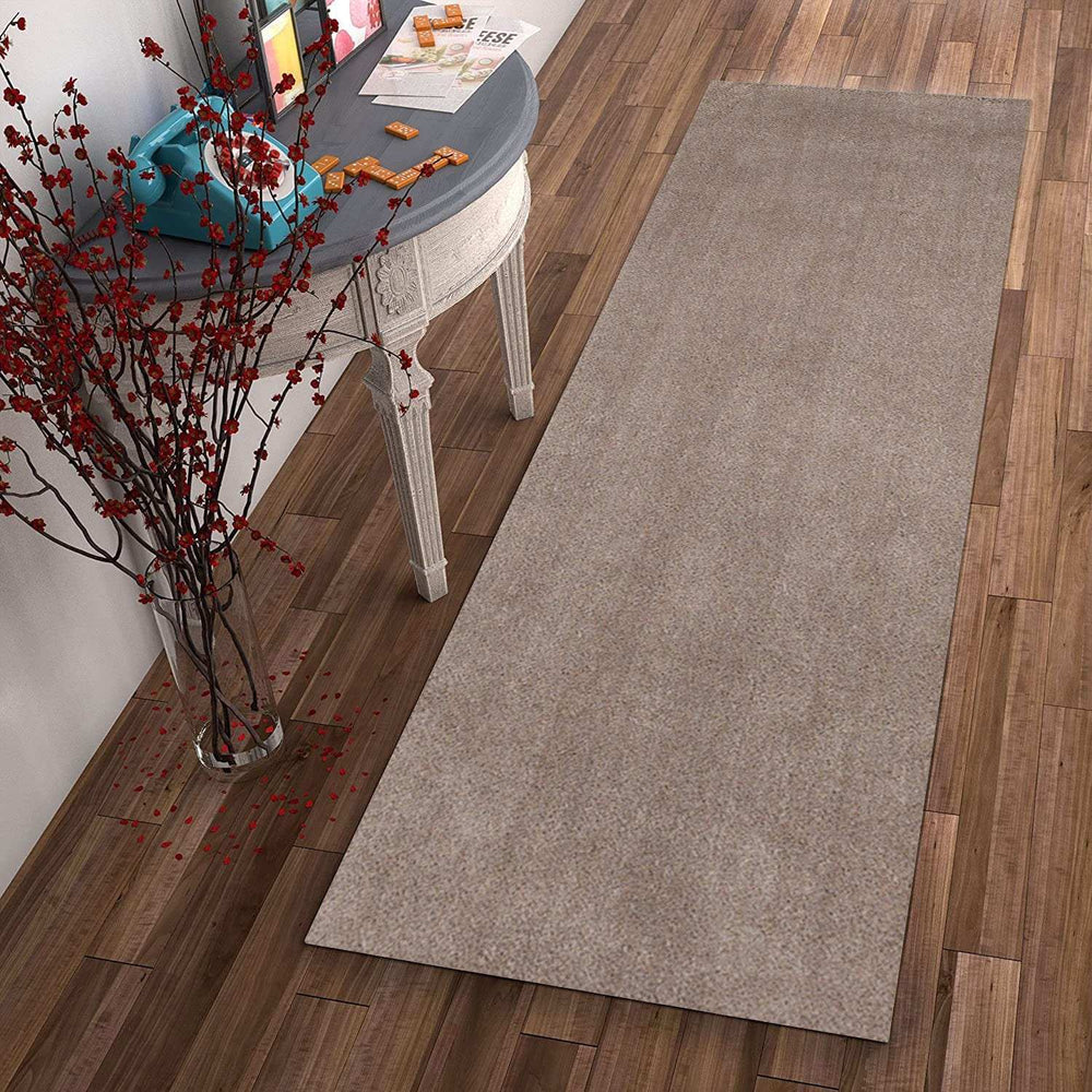 8' Beige Plain Runner Rug - Homeroots - Flyclothing LLC