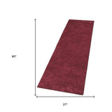 8' Red Plain Runner Rug - Homeroots - Flyclothing LLC