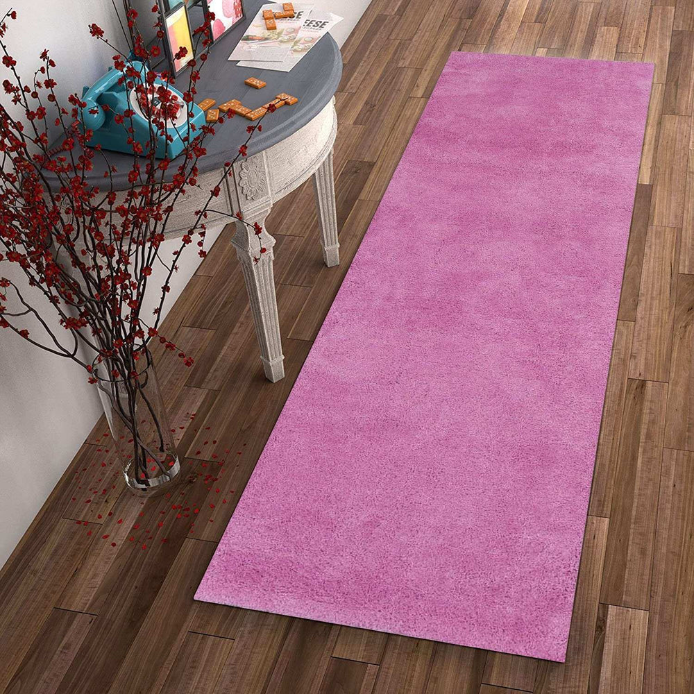 8' Hot Pink Plain Runner Rug - Homeroots - Flyclothing LLC