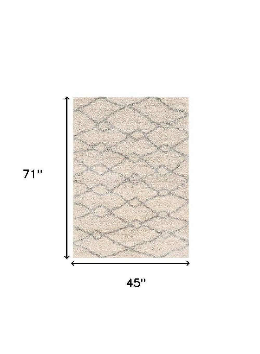 4' X 6' Ivory Grey Machine Woven Chain Link Indoor Area Rug - Homeroots - Flyclothing LLC
