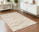 4' X 6' Ivory Grey Machine Woven Chain Link Indoor Area Rug - Homeroots - Flyclothing LLC