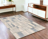 4' X 6' Ivory Blue Machine Woven Abstract Blocks Indoor Area Rug - Homeroots - Flyclothing LLC