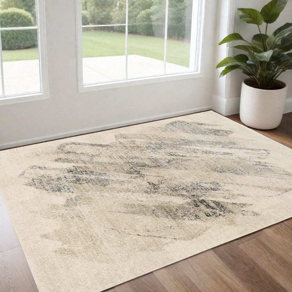 3' X 5' Gray and Ivory Abstract Worn Faded Area Rug - Homeroots - Flyclothing LLC