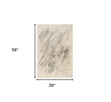 3' X 5' Gray and Ivory Abstract Worn Faded Area Rug - Homeroots - Flyclothing LLC