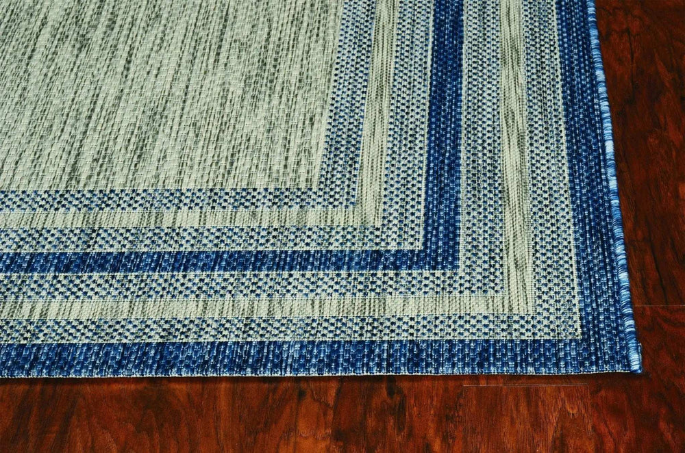 5' X 8' Grey Or Denim Bordered Uv Treated Area Rug - Homeroots - Flyclothing LLC