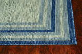 5' X 8' Grey Or Denim Bordered Uv Treated Area Rug - Homeroots - Flyclothing LLC
