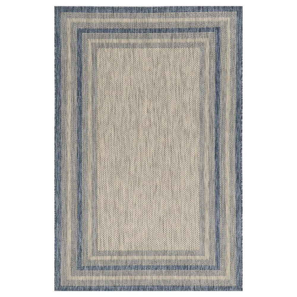 5' X 8' Grey Or Denim Bordered Uv Treated Area Rug - Homeroots - Flyclothing LLC