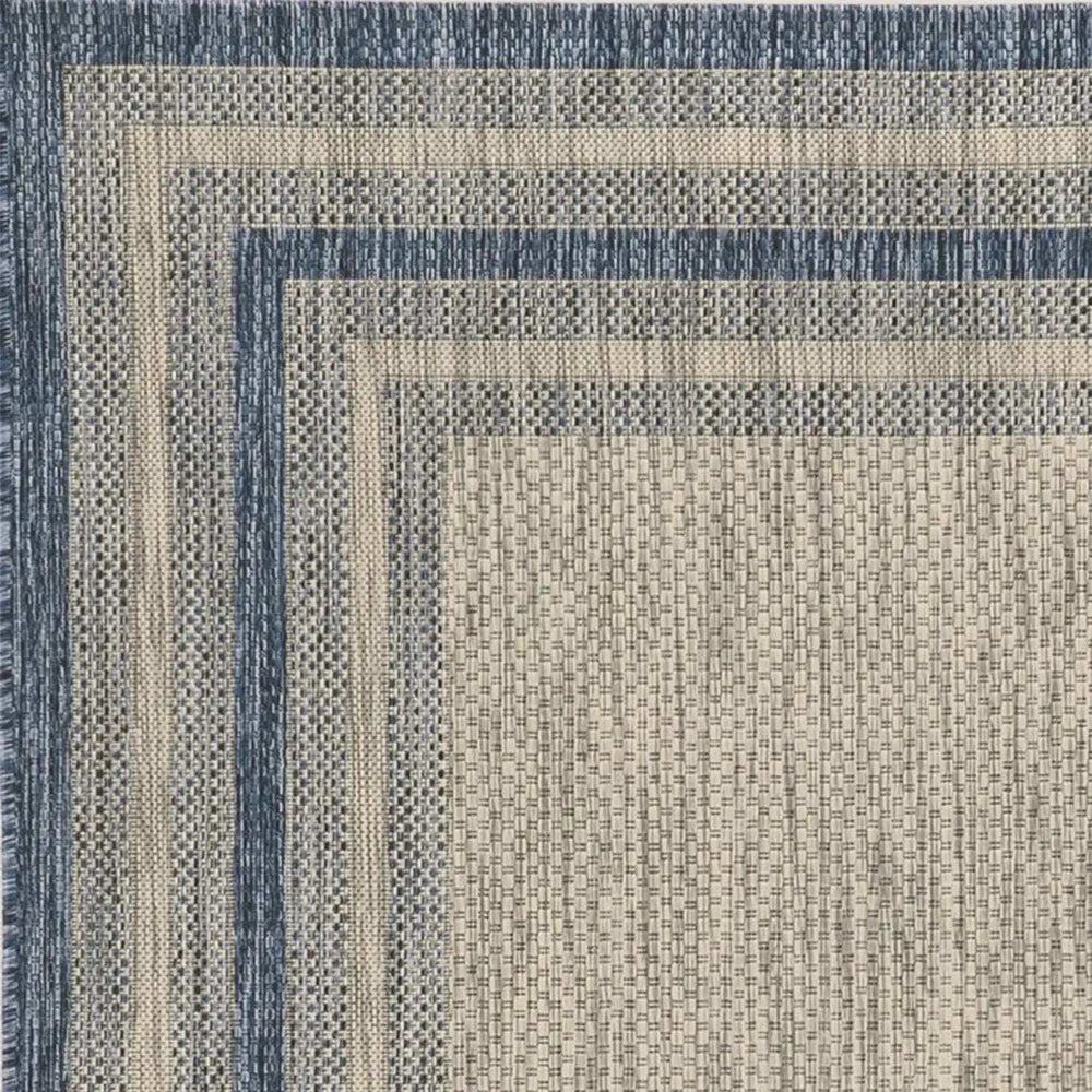 5' X 8' Grey Or Denim Bordered Uv Treated Area Rug - Homeroots - Flyclothing LLC