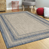 5' X 8' Grey Or Denim Bordered Uv Treated Area Rug - Homeroots - Flyclothing LLC