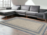 5' X 8' Grey Or Denim Bordered Uv Treated Area Rug - Homeroots - Flyclothing LLC