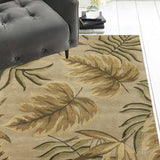 2' X 4' Sand Leaves Wool Area Rug - Homeroots - Flyclothing LLC