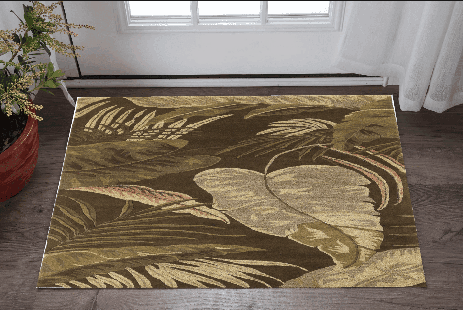 3' X 4' Mocha Brown Hand Tufted Tropical Leaves Indoor Area Rug - Homeroots - Flyclothing LLC