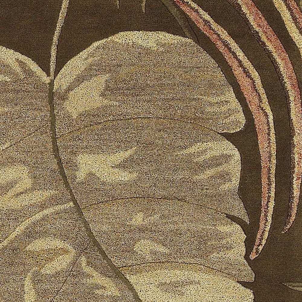 3' X 4' Mocha Brown Hand Tufted Tropical Leaves Indoor Area Rug - Homeroots - Flyclothing LLC